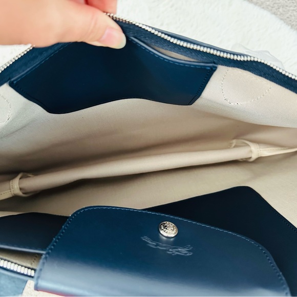 NWT Longchamp Le Pliage City Large Coated Canvas Shopping Bag in Navy - Picture 9 of 11